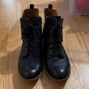 Kork-Ease Black Leather Heeled Boots
